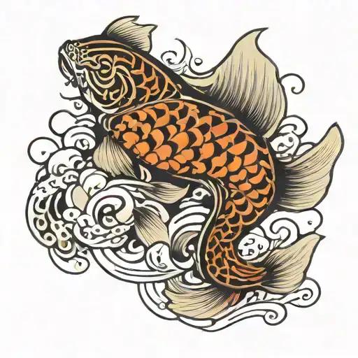 koi fish Chinese maori design tattoo design idea