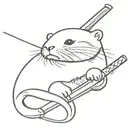 otter tattoo with big japanese sword and forehead band. no color. old style tattoo design idea