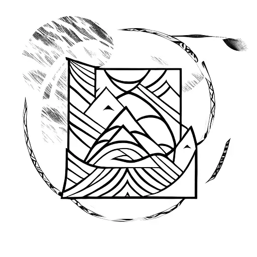 Amazon river with indigenous vases and indigenous art tattoo design idea