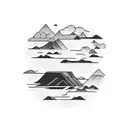 Amazon river flowing through minimalist indigenous ceramics tattoo design idea