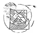 Amazon river with indigenous vases and indigenous art tattoo design idea