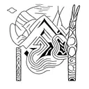 Amazon river with indigenous vases and indigenous art tattoo design idea