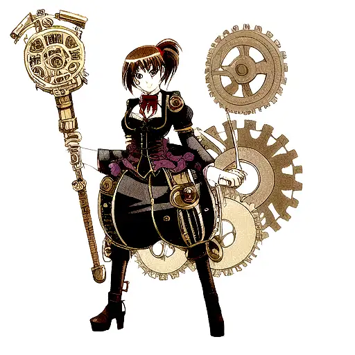 steampunk girl tattoo design idea