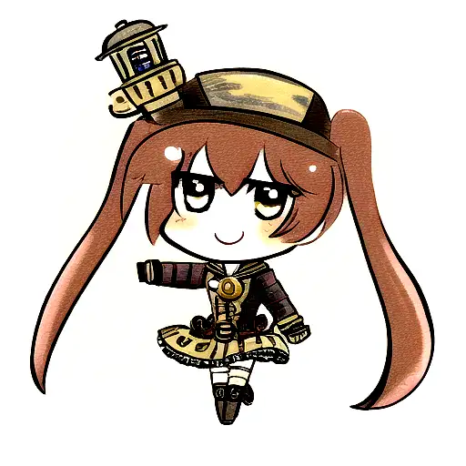 steampunk girl sailor tattoo design idea