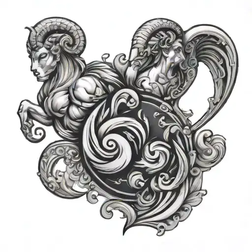 Aries Aquarius Virgo emblem  tattoo design idea