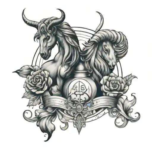 Aries Aquarius Virgo astrology  tattoo design idea