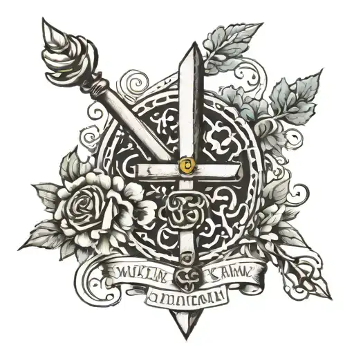 The sentence: You will gain freedom, you will deserve heaven, because slaves are not allowed to heaven in the old slavianic style tattoo design idea