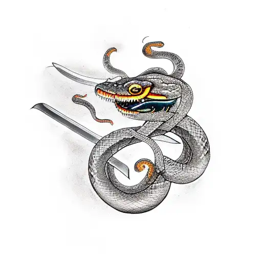 sword snake tattoo design idea