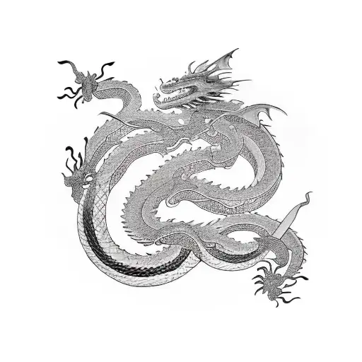 Dragon,snake,sword tattoo design idea