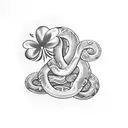 Anatomically correct snake with four-leaf-clover markings tattoo design idea