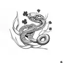 Anatomically correct snake with four-leaf-clover markings tattoo design idea