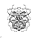 Anatomically correct snake with four-leaf-clover markings tattoo design idea