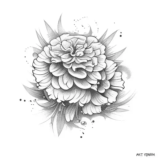 Marigold and larkspur tattoo design idea