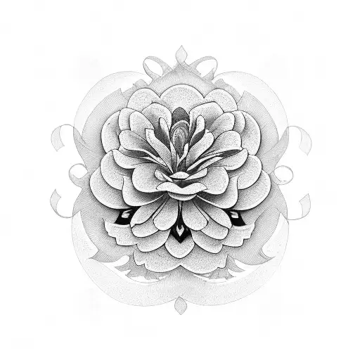 Marigold and larkspur intertwined  tattoo design idea