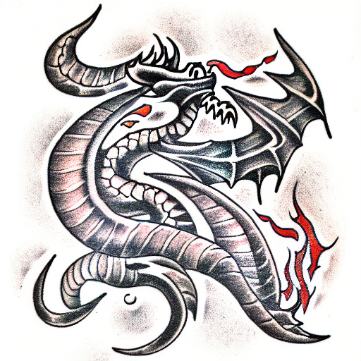fire breathing dragon tattoo design idea