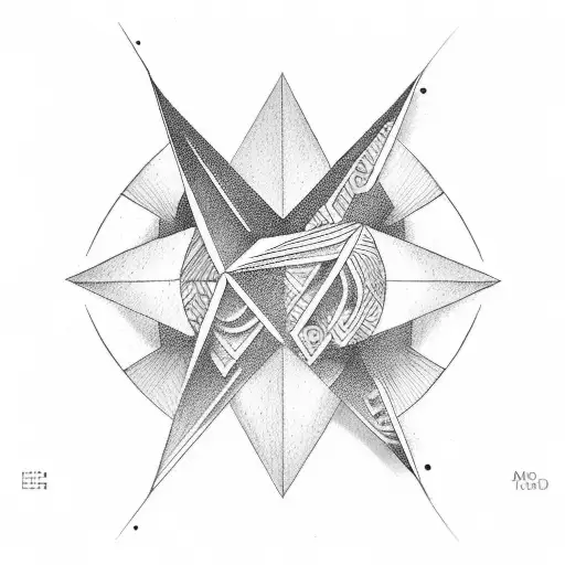 Geomatric three directional arrow in 45 degree angle tattoo design idea