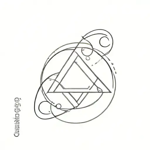 letter A and Saturn simple and small tattoo design idea