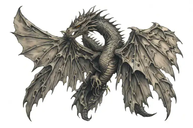 dragon wings spread wide tattoo design idea