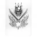 "Design a unique and visually striking thigh tattoo featuring the Suicide King playing card tattoo design idea