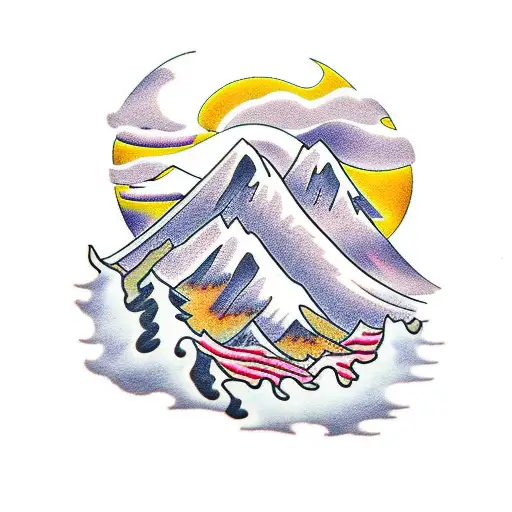 mountain road tattoo design idea
