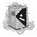 A cracked Minecraft jukebox with particles and a music disc emerging from the split. tattoo design idea