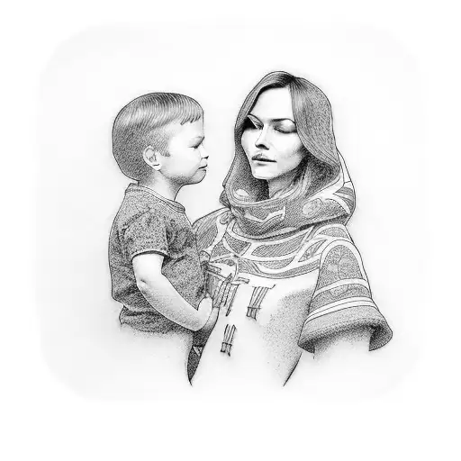 Mom and son tattoo design idea