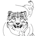snow leopard and hawk portrait tattoo design idea