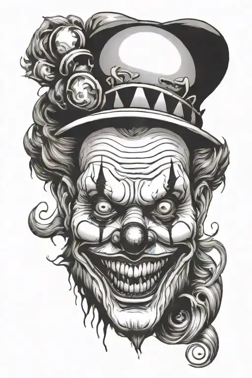 creepy clown face tattoo design idea