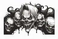 creepy clown face tattoo design idea