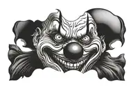 creepy clown face tattoo design idea