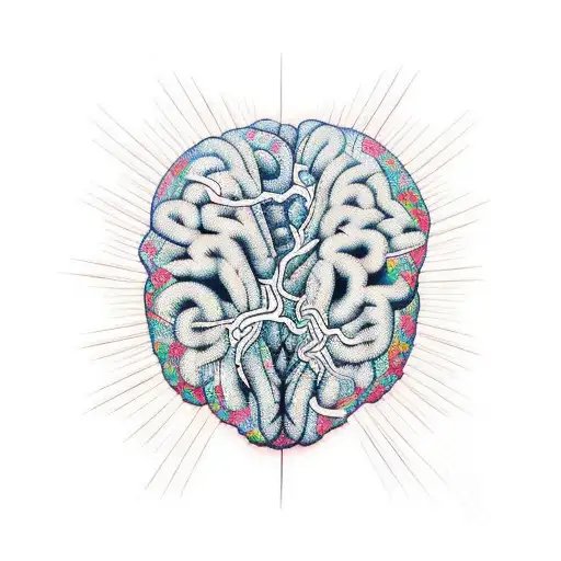 kintsugi brain tattoo design idea