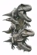 T-Rex and Raptor face tattoo design idea