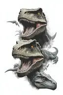 T-Rex and Raptor face tattoo design idea