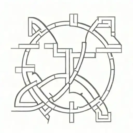 A crossroad with hidden pathways like a maze tattoo design idea