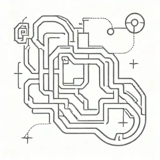 A train track winding through a maze with a Northstar shining above tattoo design idea