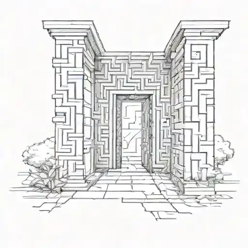door way leading to a maze tattoo design idea