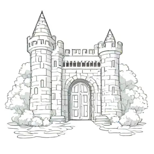 door way leading to a maze of a castle tattoo design idea