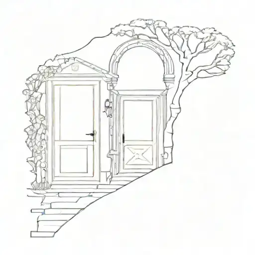 Doors leading a pathway tattoo design idea