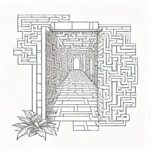 door way leading to a maze tattoo design idea