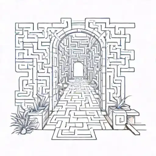 door way leading to a maze tattoo design idea