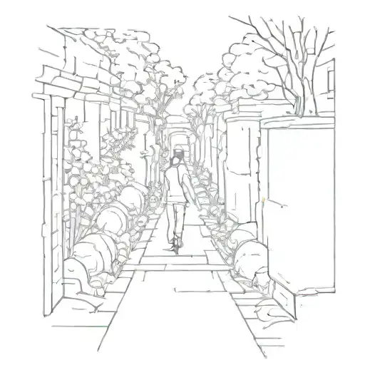 straight narrow path leading towards tattoo design idea