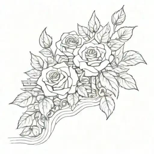 narrow path with roses growing house plants tattoo design idea
