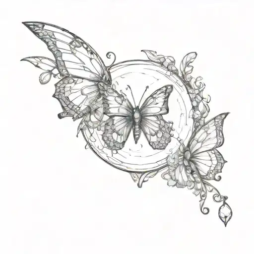 butterfly, crystal ball, two doors open tattoo design idea