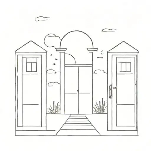Doors leading a pathway tattoo design idea