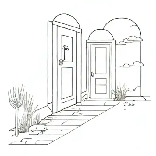 Doors leading a pathway tattoo design idea
