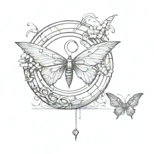 butterfly, crystal ball, two doors open tattoo design idea