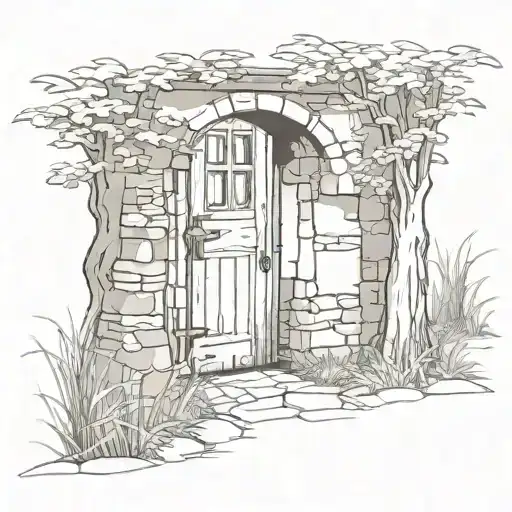 door leading to a pathway  tattoo design idea