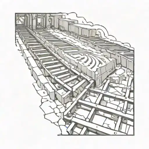 train tracks only and maze patterns inside tattoo design idea