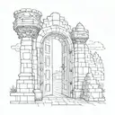 door way leading to a maze of a castle tattoo design idea