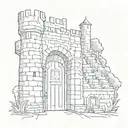 door way leading to a maze of a castle tattoo design idea